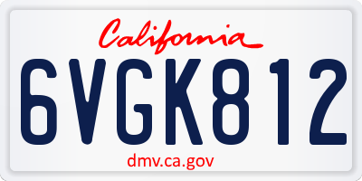 CA license plate 6VGK812