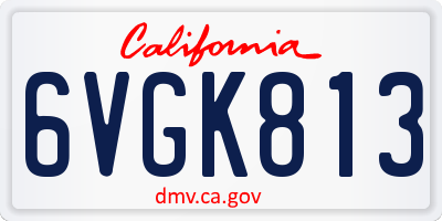 CA license plate 6VGK813