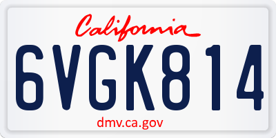 CA license plate 6VGK814