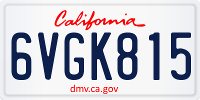 CA license plate 6VGK815