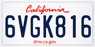 CA license plate 6VGK816