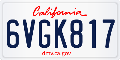 CA license plate 6VGK817
