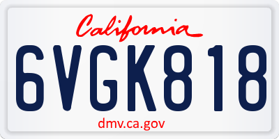 CA license plate 6VGK818