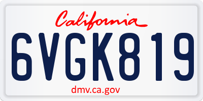 CA license plate 6VGK819
