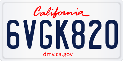 CA license plate 6VGK820