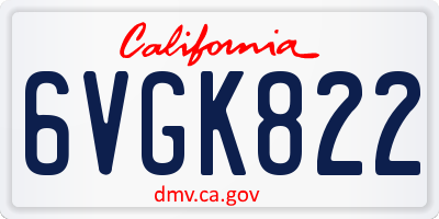 CA license plate 6VGK822