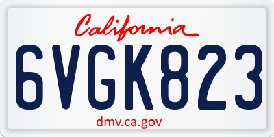 CA license plate 6VGK823