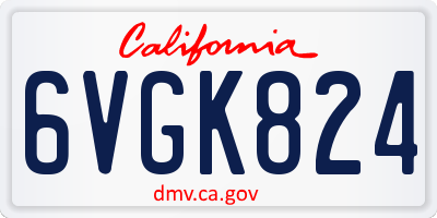 CA license plate 6VGK824