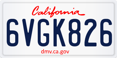 CA license plate 6VGK826