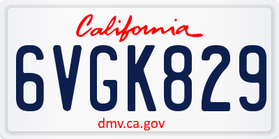 CA license plate 6VGK829