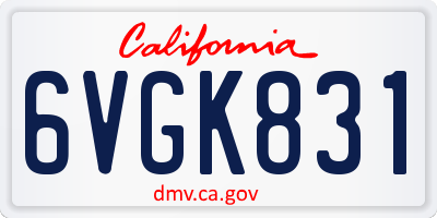 CA license plate 6VGK831