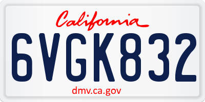 CA license plate 6VGK832