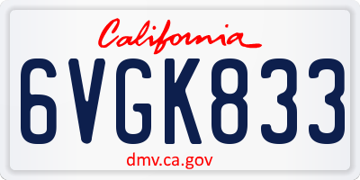CA license plate 6VGK833