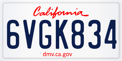 CA license plate 6VGK834