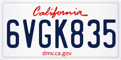 CA license plate 6VGK835
