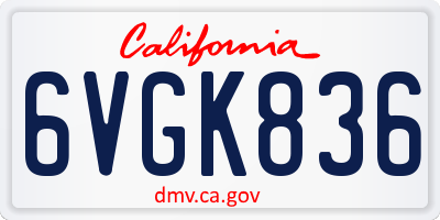 CA license plate 6VGK836