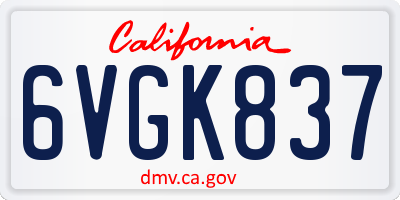 CA license plate 6VGK837