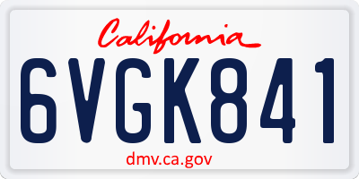 CA license plate 6VGK841