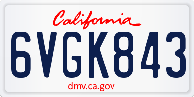 CA license plate 6VGK843