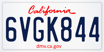 CA license plate 6VGK844