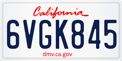 CA license plate 6VGK845