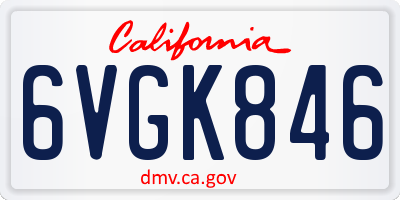 CA license plate 6VGK846