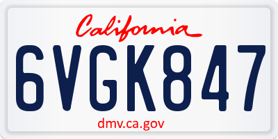 CA license plate 6VGK847