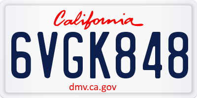 CA license plate 6VGK848