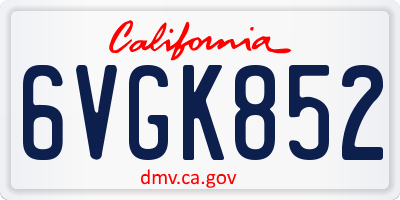 CA license plate 6VGK852