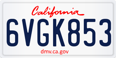 CA license plate 6VGK853