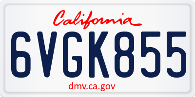 CA license plate 6VGK855