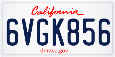 CA license plate 6VGK856