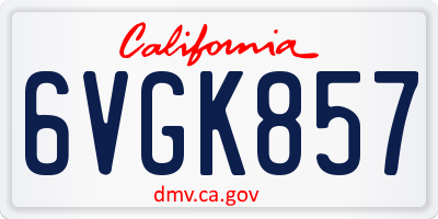 CA license plate 6VGK857