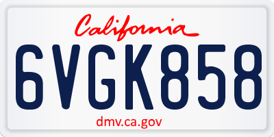 CA license plate 6VGK858