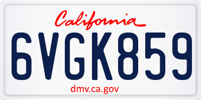 CA license plate 6VGK859