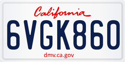 CA license plate 6VGK860