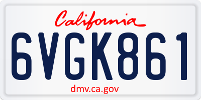 CA license plate 6VGK861
