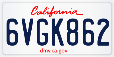 CA license plate 6VGK862