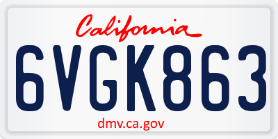 CA license plate 6VGK863