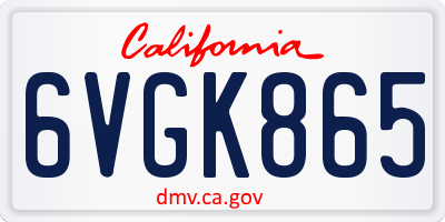 CA license plate 6VGK865