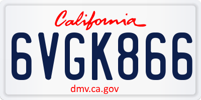 CA license plate 6VGK866