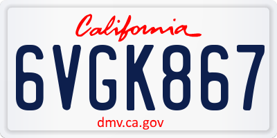 CA license plate 6VGK867