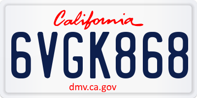CA license plate 6VGK868