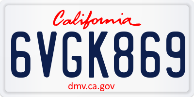 CA license plate 6VGK869