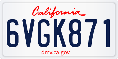 CA license plate 6VGK871