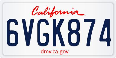 CA license plate 6VGK874
