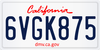 CA license plate 6VGK875