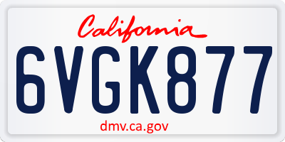 CA license plate 6VGK877