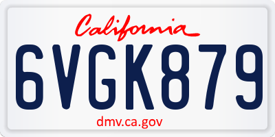 CA license plate 6VGK879