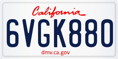 CA license plate 6VGK880
